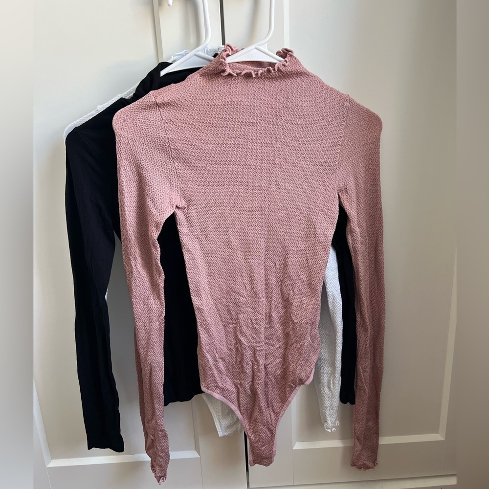 Free People Bundle Layering Tops Stretchy Long Sleeve Turtleneck Bodysuit XS